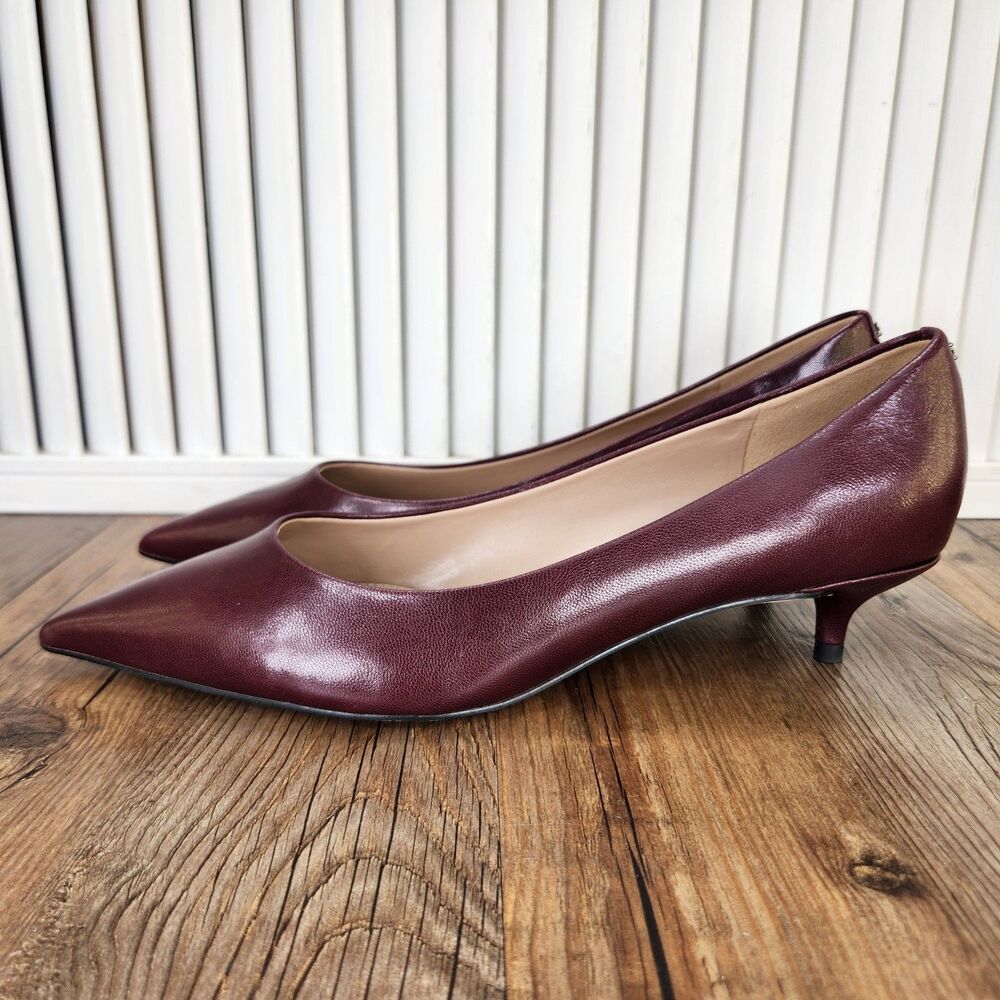 Sam Edelman Franci Burgundy Leather Kitten Heels Womens Sz 9 M Red Elegant Pump - Picture 4 of 12